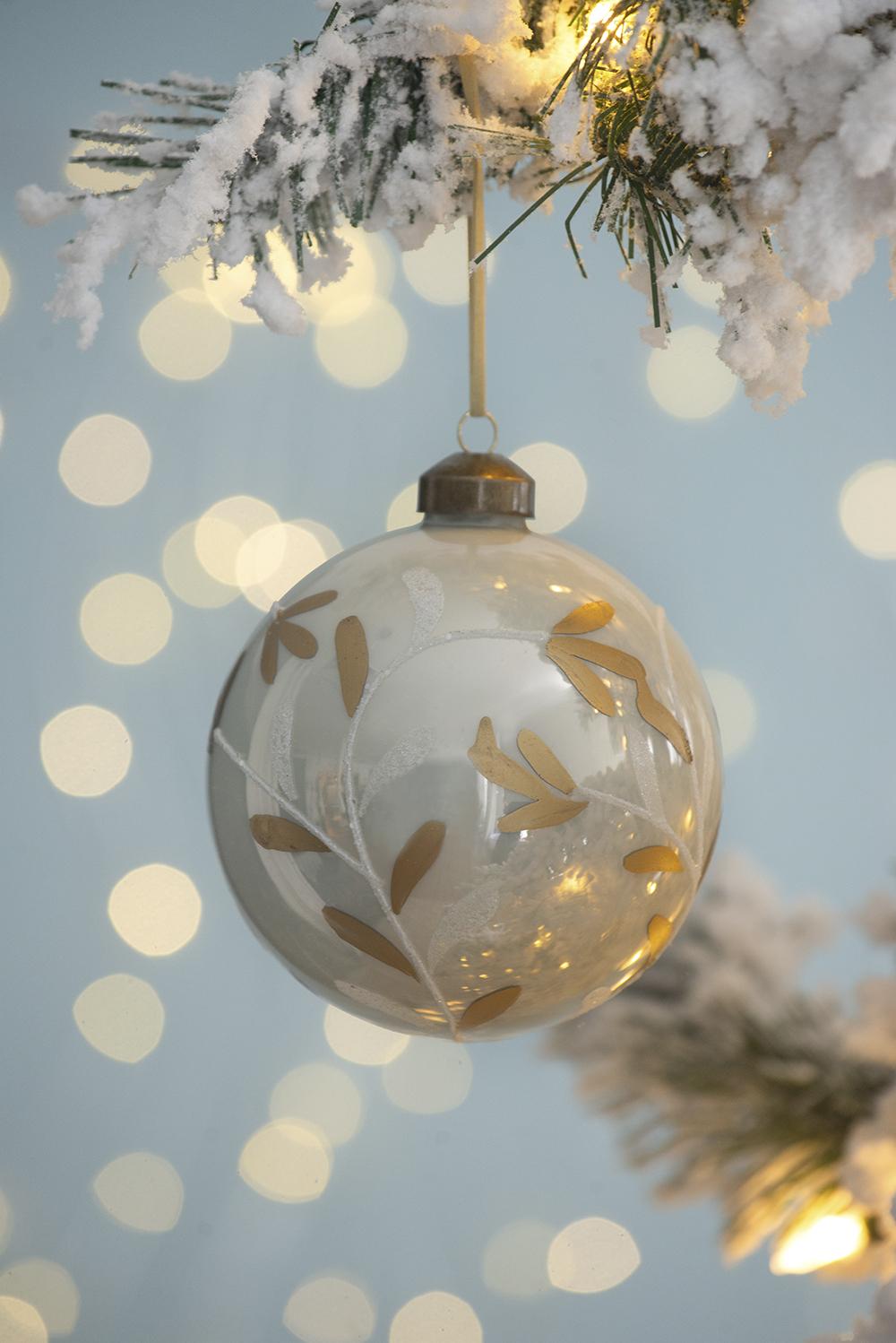 D3.9" Christmas Ball Ornaments, Glass Decorative Hanging Ball Christmas Tree Ornaments For Holiday Party Decorations, Set Of 6 White Glass