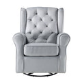 Grey Swivel Chair With Glider Grey Gray Primary Living Space Transitional Pine Wood Fabric