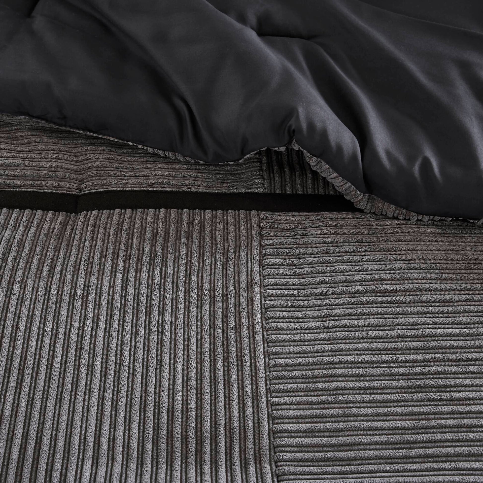 7 Piece Micro Corduroy Comforter Set Grey Cal King Grey Polyester