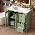 36 Inch Bathroom Vanity With Two Soft Close Doors, Adjustable Shelves And Three Soft Close Drawers Green Bathroom Solid Wood Mdf