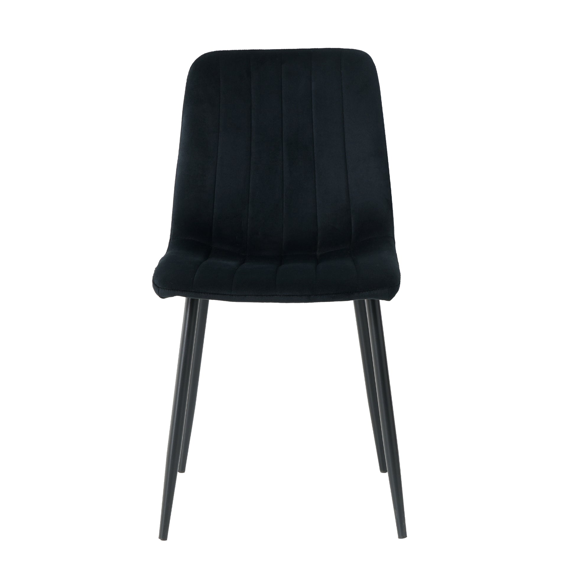 Indoor Black Velvet Dining Chair, Modern Kitchen Dining Chair With Cushion Back, Upholstered Side Chair With Black Coated Metal Legs, Family Kitchen Dining Room And Living Room Set Of 4 Metal Black