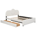 Queen Size Upholstered Platform Bed With Multi Functional Headboard, Trundle And 2 Drawers, White Box Spring Not Required Queen White Wood Bedroom Upholstered