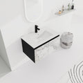 30'' Floating Wall Mounted Bathroom Vanity With Ceramics Sink & Soft Close Cabinet Door, Kd Package Black Bathroom Modern Plywood