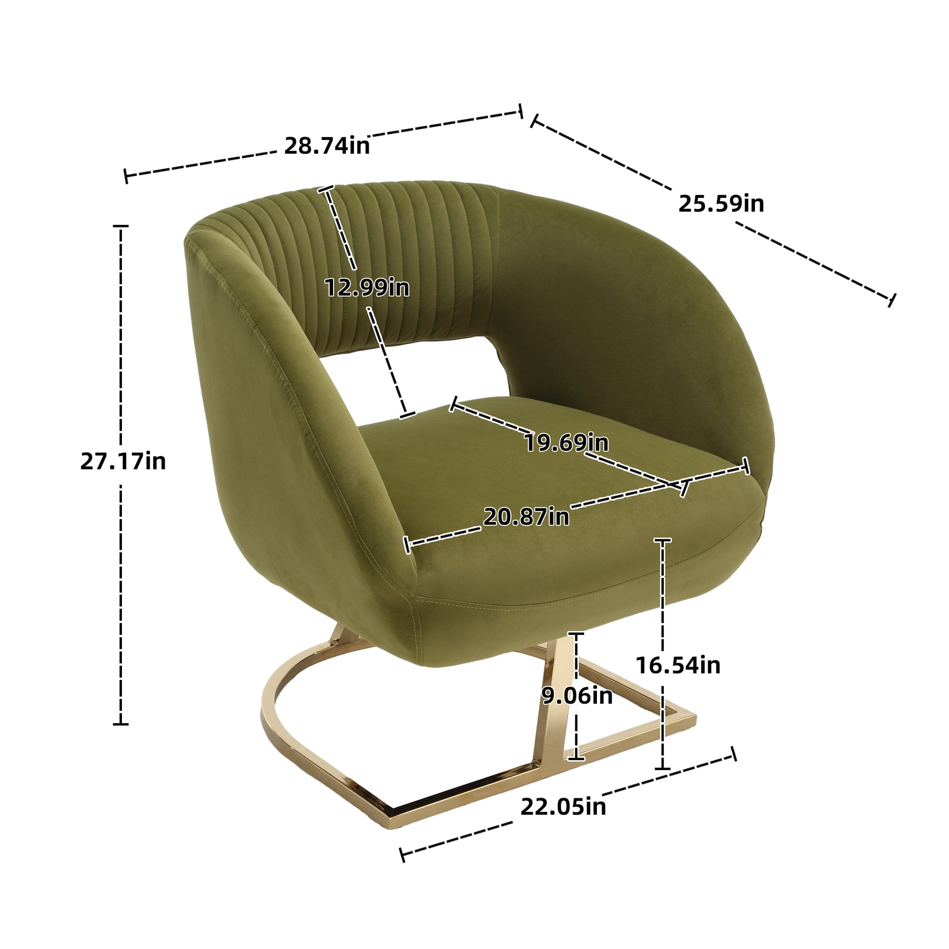 Coolmore Upholstered Tufted Living Room Chair Textured Linen Fabric Accent Chair With Metal Stand Olive Velvet