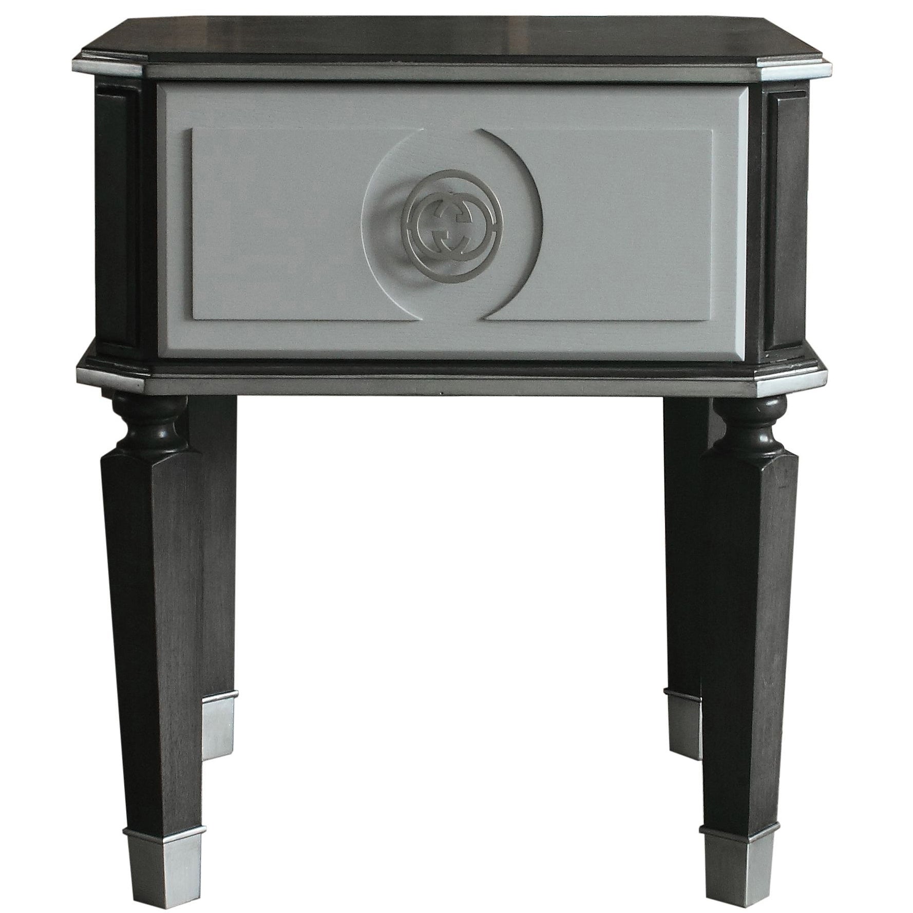 Charcoal And Light Grey End Table With 1 Drawer Charcoal Grey Primary Living Space Modern Drawers Wood