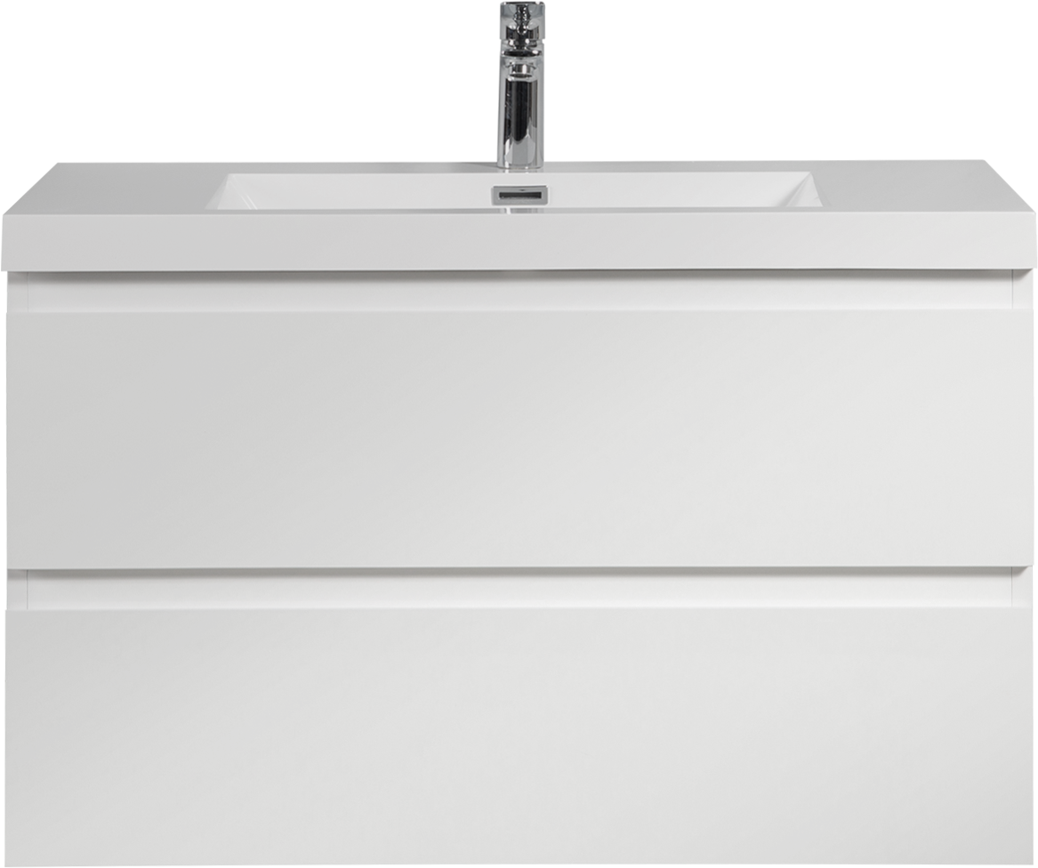 36" Floating Bathroom Vanity With Sink, Modern Wall Mounted Bathroom Storage Vanity Cabinet With Resin Top Basin And Soft Close Drawers, Glossy White 24V11 36Gw 2 Glossy White Bathroom Wall Mounted