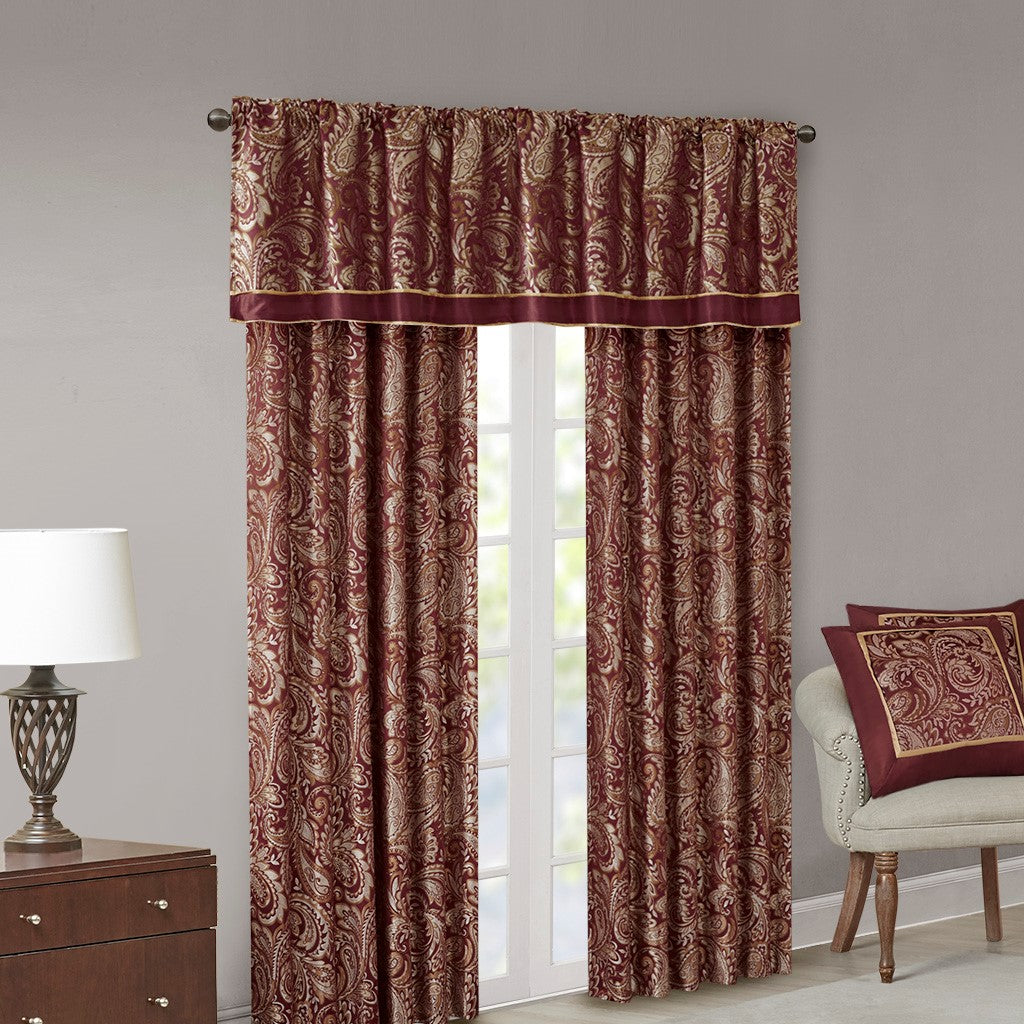 Jacquard Window Valance Burdy 50X18" Burgundy Polyester