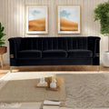 Fx P82 Bk Sofa Modern Sofa Couches For Living Room, 82.67Inches Velvet Velvet Tight Back Chesterfield Design Couch Upholstered Sofa With Metal Legs Decor Furniture For Bedroom Black Velvet 3 Seat
