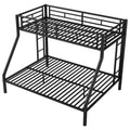 Twin Xl Over Queen Metal Bunk Bed With Ladder And Guardrails, Black Box Spring Not Required Twin Xl Black Metal Metal