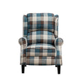 Vintage Armchair Sofa Comfortable Upholstered Leisure Chair Recliner Chair For Living Room Blue Check Blue Fabric 1 Seat