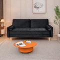 Sofa Simple Small House Double Three Person Straight Row American Retro Green Velvet Furniture Fabric Sofa Small Living Room Bedroom Office Black Solid Wood 3 Seat