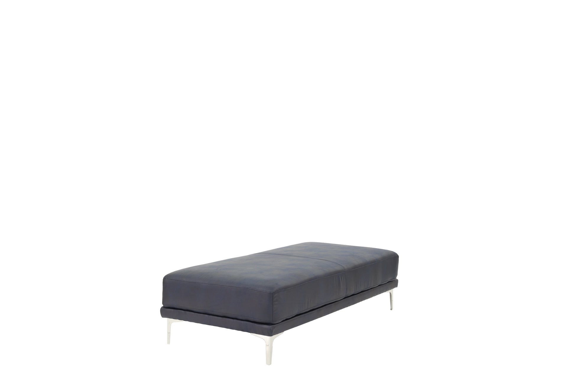 Modern Ink Blue Large Ottoman Metal Legs 1Pc Cocktail Ottoman Living Room Blue Faux Leather Primary Living Space Blue Contemporary,Modern Rectangle Bonded Leather