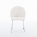 Heng Ming Iron Footed Dining Chair With Adjustable Foot Pads. Suitable For Dining Room, Living Room, Study Room,Set Of 2 White Wood