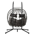 2 Persons Egg Chair With Stand Indoor Outdoor Swing Chair Patio Wicker Hanging Egg Chair Hanging Basket Chair With Stand For Bedroom Living Room Balcony Gray Steel