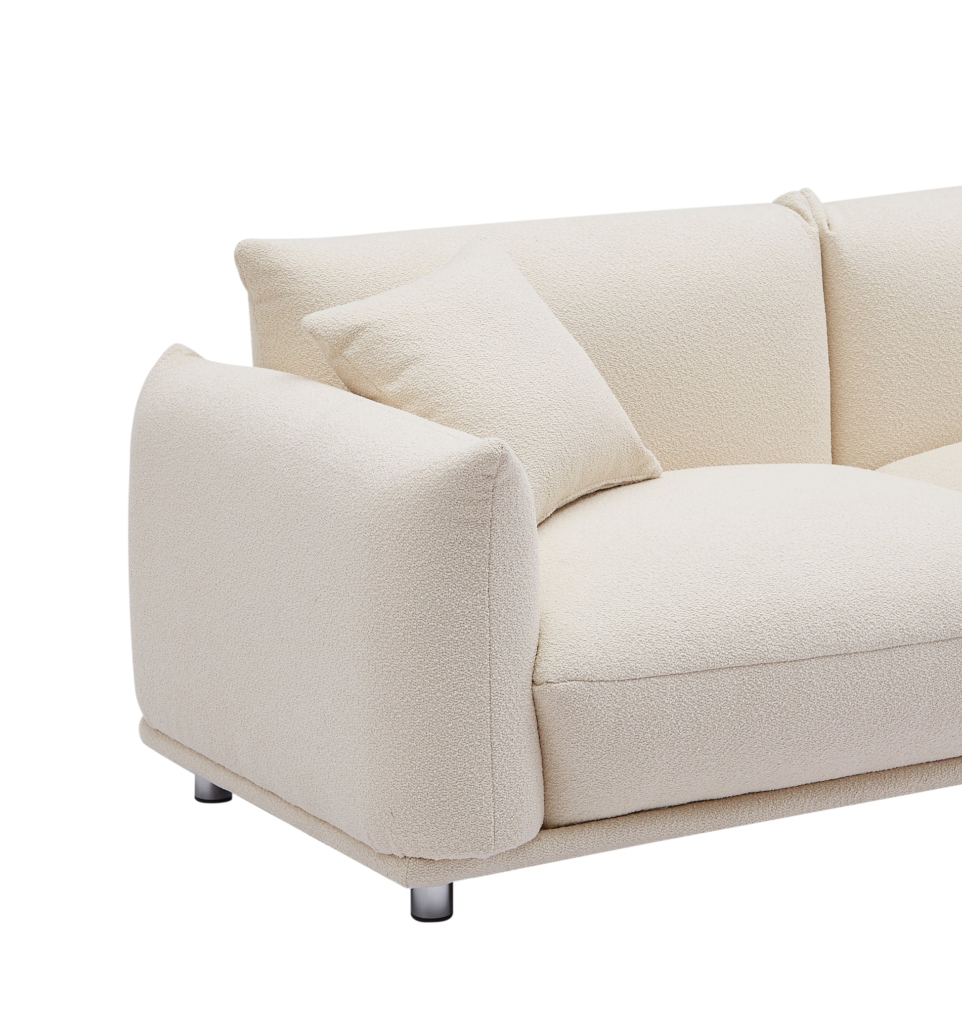 Oversized Loveseat Sofa For Living Room, Sherpa Sofa With Metal Legs, 3 Seater Sofa, Solid Wood Frame Couch With 2 Pillows, For Apartment Office Living Room Beige Beige Foam Fabric 3 Seat