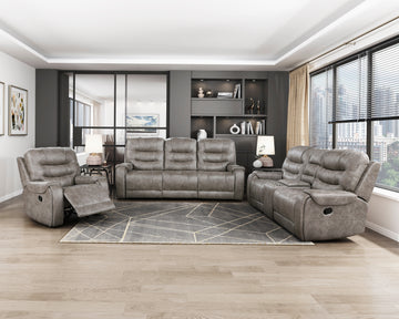 Grayish Brown Modern Reclining Sofa Set 3Pc Sofa Loveseat Chair Plush Seating, Polished Microfiber Upholstery Solid Wood Frame Living Room Furniture Brown Gray Microfiber Wood Primary Living Space Modern Plywood,Solid Wood 6 Seat