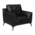 41 Inch Modern Accent Chair, Double Track Arms, Foam Cushioning, Black Black Wood