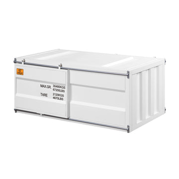 White Coffee Table With Sliding Door White Primary Living Space Contemporary,Industrial Rectangular Metal