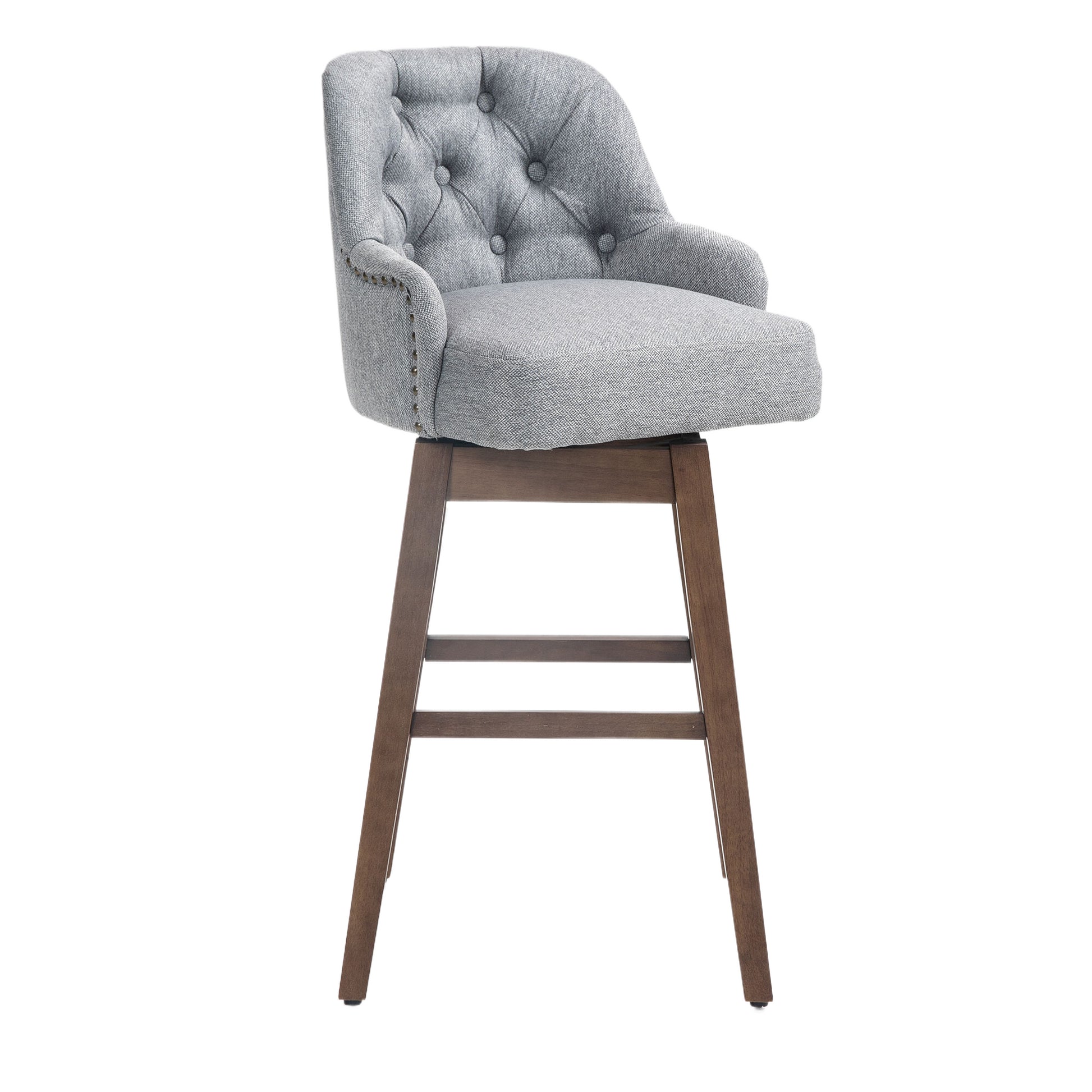 Coolmore Bar Stools Set Of 2 Counter Height Chairs With Footrest For Kitchen, Dining Room And 360 Degree Solid Wood Legs Swivel Bar Stools Set Of 2 Gray Linen Gray Foam Linen