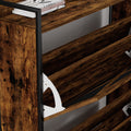 A Shoe Cabinet With 2 Flip Top Drawers, An Entryway Shoe Cabinet, A Narrow Standalone Shoe Rack Cabinet With Metal Legs, Rustic Brown,31.5'' W X 8.5'' D X 39.5'' H. Rustic Brown Particle Board