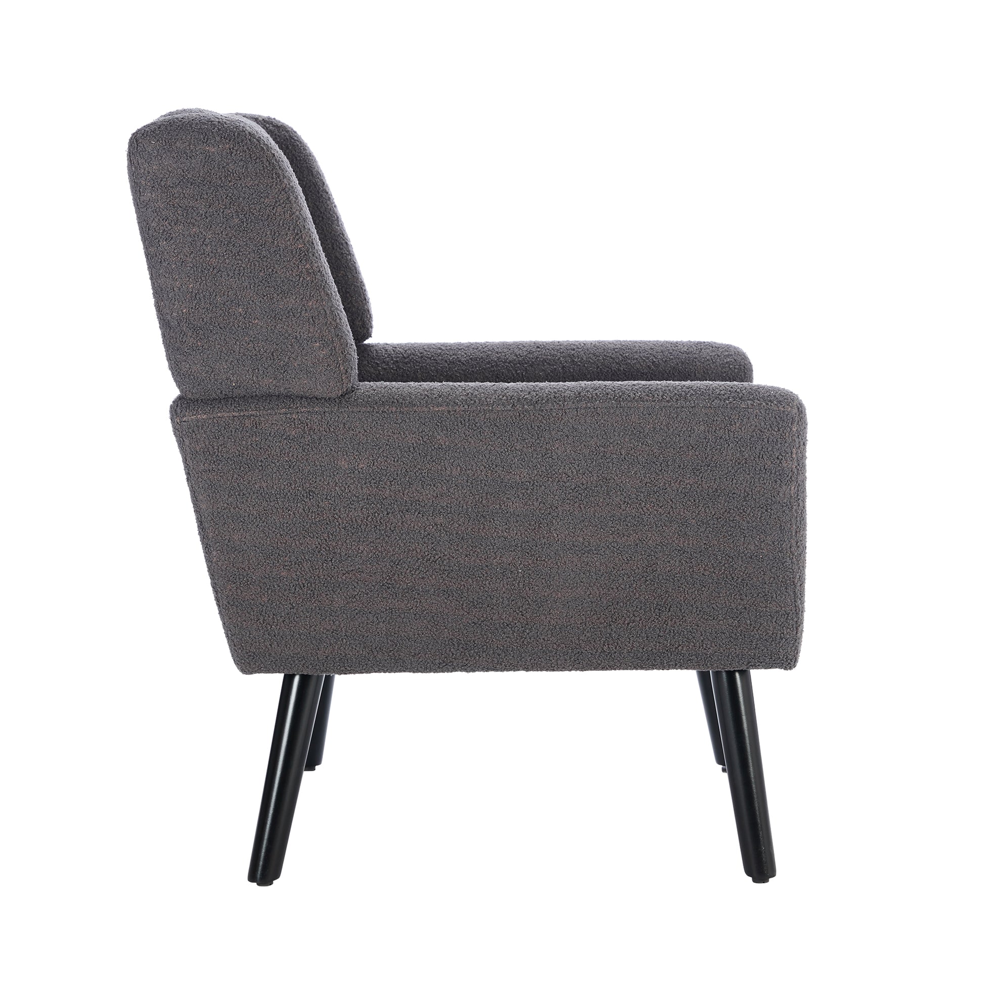 Modern Soft Teddy Material Ergonomics Accent Chair Living Room Chair Bedroom Chair Home Chair With Black Legs For Indoor Home Grey Teddy Fabric Grey Foam Upholstered