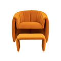 Coolmore Accent Chair With Ottoman, Mid Century Modern Barrel Chair Upholstered Club Tub Round Arms Chair For Living Room Bedroom Office Orange Velvet Orange Foam Velvet