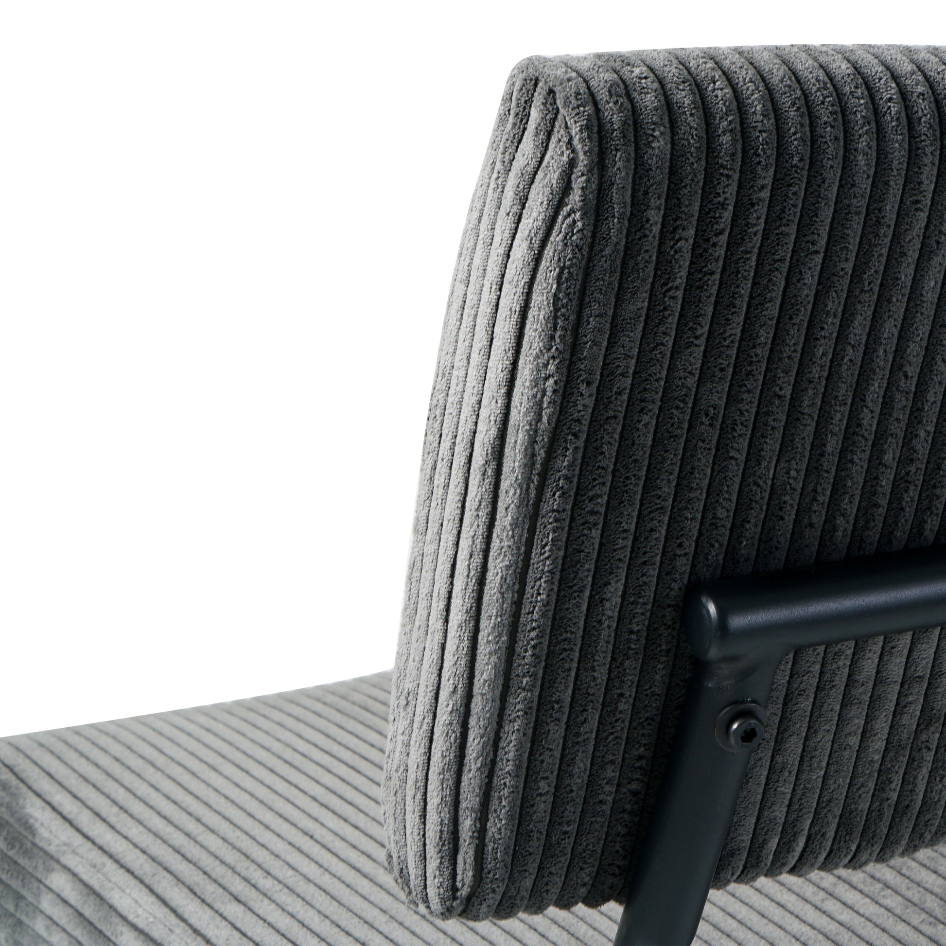 Modern Grey Simple Velvet Dining Chair Fabric Upholstered Chair Family Bedroom Stool Back Dressing, White Round Table Set, Chair Black Metal Legs Set Of 5 White Mdf