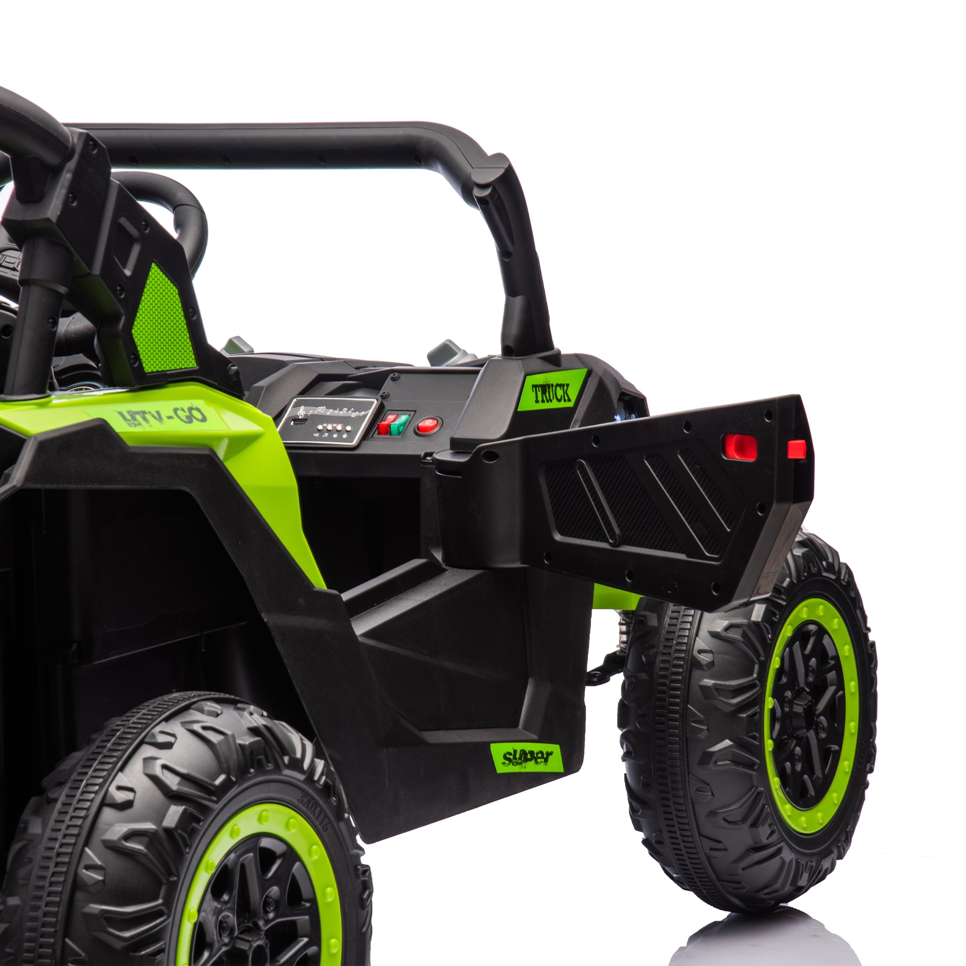 24V Two Seater Kids Ride On Utv W Parents Remote Control,Four Wheel Suspension,Slow Start,Large Wheel Design,Anti Collision Bar,Storage Space,Music,Usb,Bluetooth,Volume Control,Led Lights For Kids 3
