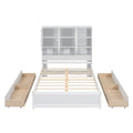 Full Size Platform Bed With Storage Headboard And 4 Drawers, White Box Spring Not Required Full White Wood Bedroom Bed Frame Solid Wood Mdf