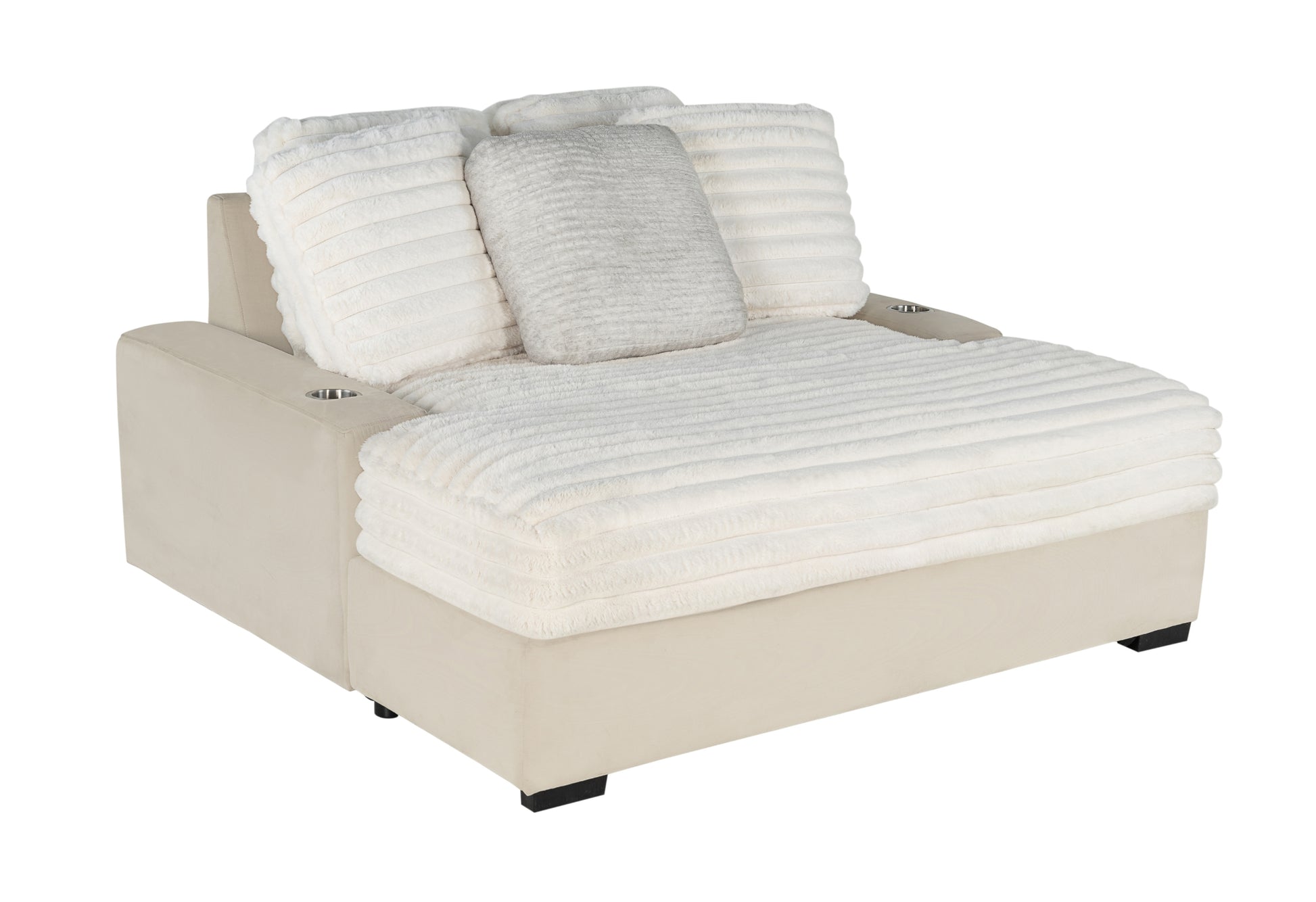 Shine Beige Lounger Sofa With Usb Beige Fabric