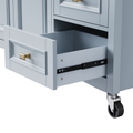 K&K 52'' Kitchen Island With Drop Leaf, Embossed Texture Kitchen Island On Wheels With Spice Rack, Towel Rack, 2 Doors And 5 Drawers, Kitchen Storage Cart With Adjustable Shelf For Kitchen, Blue