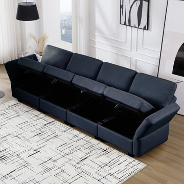 Fabric Modern Modular Sofa Couch With Storage Seats Modular Sectional Sofa 4 Seater Modular Couch For Living Room Blue Blue Polyester 4 Seat
