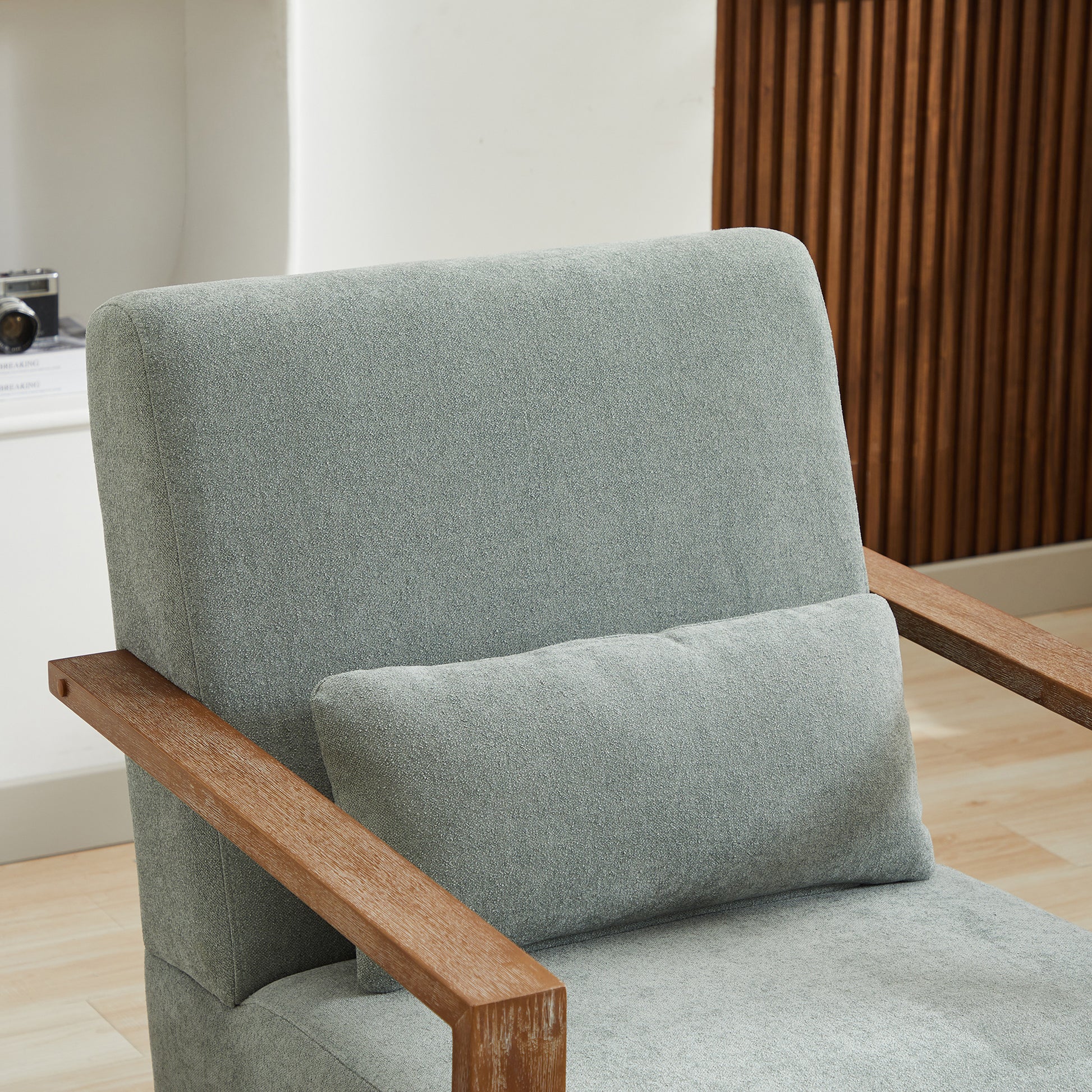 30.3"W Swivel Modern Upholstered Accent Chair With Solid Wood Armrests And 360 Degree Comfy Lounge Reading Chair, Side Armchair For Hotel, Bedroom, Living Room, Office, And Nursery Room.Pale Green Pale Green Linen Blend