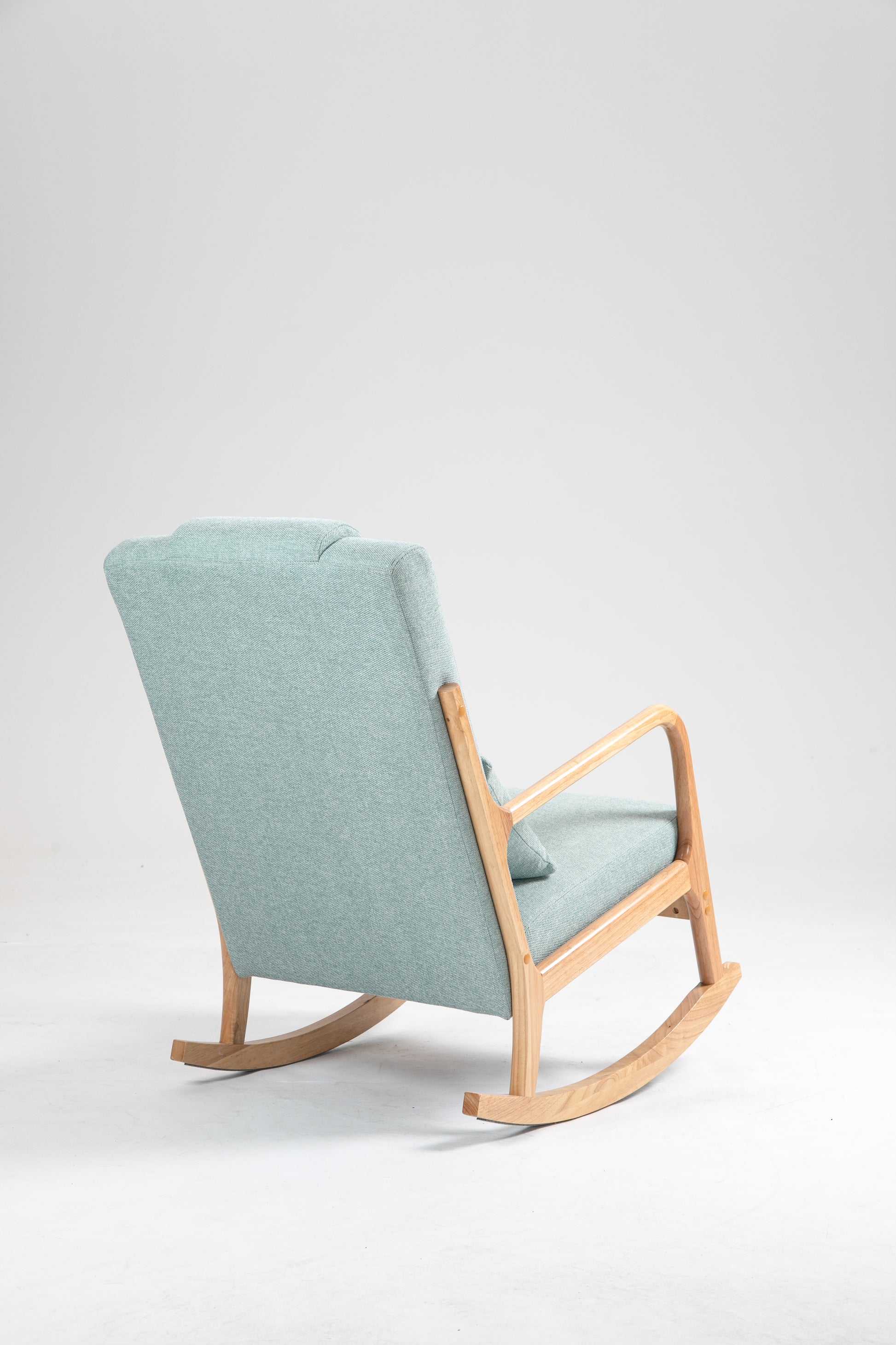 Rocking Chair Upholstered Fabric Rocking Armchair Indoor With High Backrest Glider Chairs And Lumbar Pillow For Living Room Light Green Linen