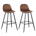 Bar Stools Set Of 2, 30 Inches Velvet Barstool Modern Counter Bar Height Chair With Back, Sturdy Metal Legs & Footrests, Easy Assembly, Island Stool For Kitchen Bar Brown Velvet
