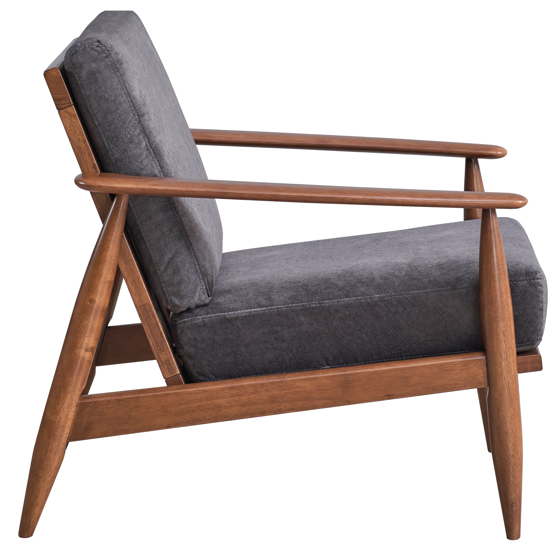 Charcoal And Brown Accent Chair With Removable Cushion Brown Grey Primary Living Space Modern Wood Fabric