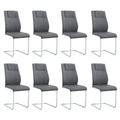 Modern Dining Chairs With Faux Leather Padded Seat Dining Living Room Chairs Upholstered Chair With Metal Legs Design For Kitchen, Living, Bedroom, Dining Room Side Chairs Set Of 8 Grey Pu C 001 Grey Foam Pu