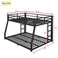 Metal Full Xl Over Queen Bunk Bed For Teens And Adults,Space Saving Noise Reduced No Box Spring Needed, Black Full Xl Black Metal