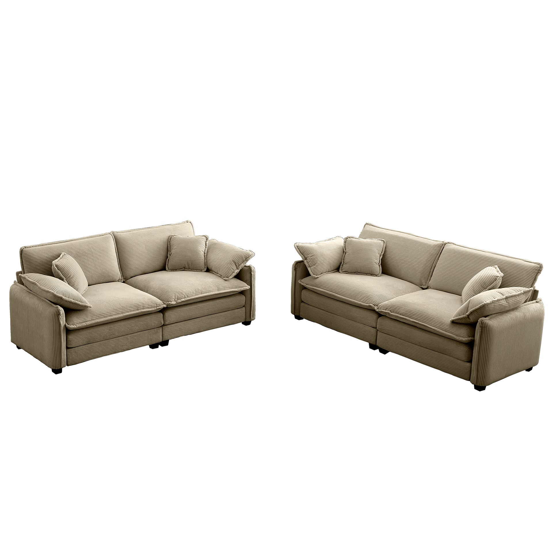 Modern Living Room Sofa Two Piece Set, Suitable For Living Room And Bedroom Sofa Set, Consists Of Two Pieces Of 2 Seater Sofa,Tan Corduroy Tan Corduroy 4 Seat