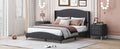 3 Pieces Bedroom Set With Queen Size Pu Leather Upholstered Platform Bed And Elegant Pu Nightstand With 2 Drawersblack Box Spring Not Required Queen Black 3 Piece Set Pu