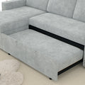 85 Inches Sofa Bed, 3 Seater Sleeper Sofa With Storage Chaise, Square Handrail With Pull And Copper Nail,Chenille Light Grey, Pull Out Couch For Living Room Light Grey Chenille 3 Seat