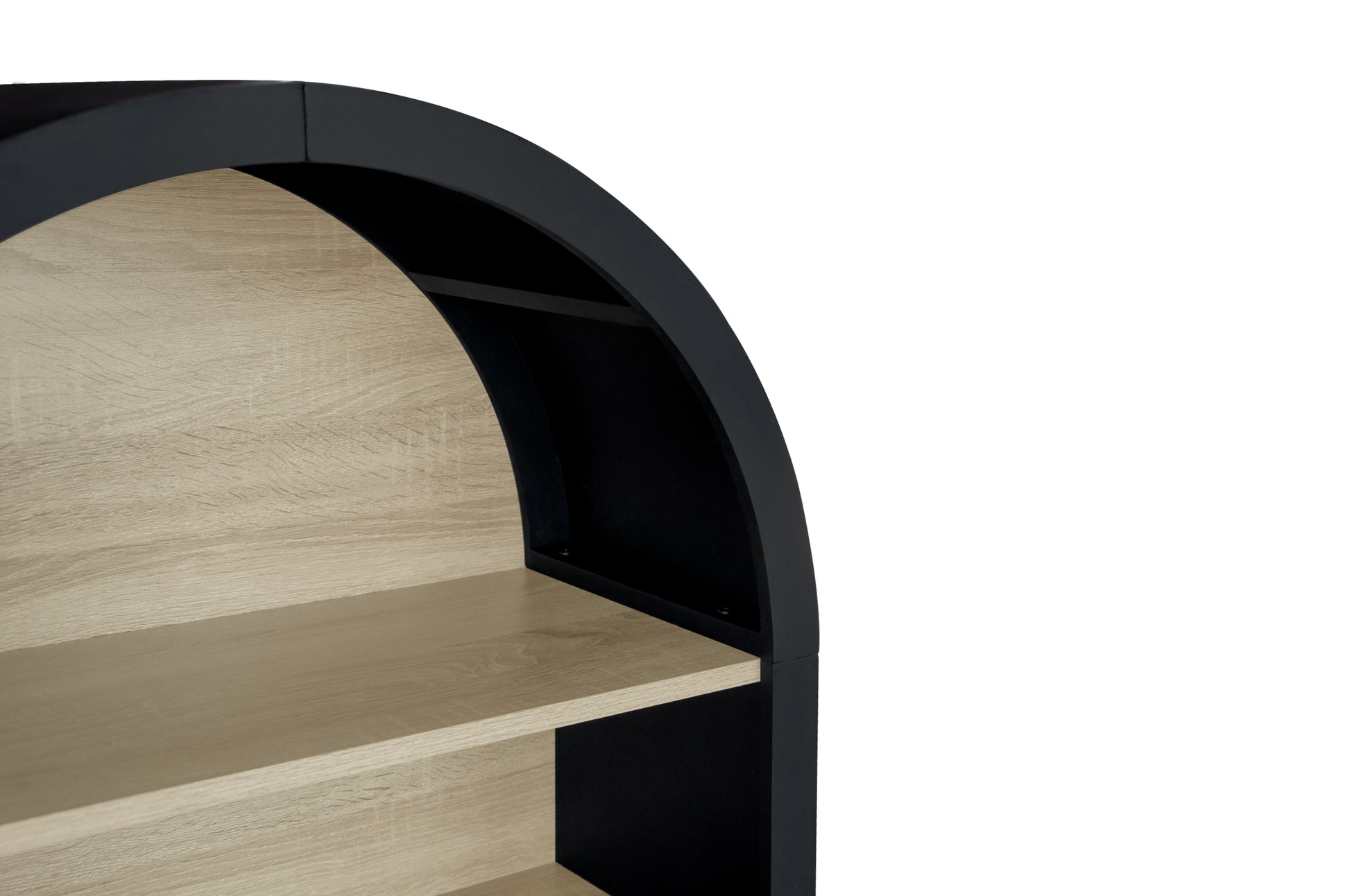 Modern Ached Bookshelf4 Layer Bookcasearched Display Cabinet Storage Shelves For Living Room, Bed Room ,Study 4 Black Natural Mdf