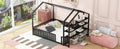 Full Size Metal House Bed With Fence And Detachable Storage Shelves, Black Full Black Metal