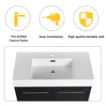 36 Inch Freestanding Bathroom Vanity With Resin Sink, With Soft Closing Door, Kd Package Black Chestnut 2 Bathroom Freestanding Modern Plywood