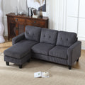 Velvet Sectional Couchl Shaped Sofa With Ottoman For Small Apartment Dark Gray Velvet 3 Seat