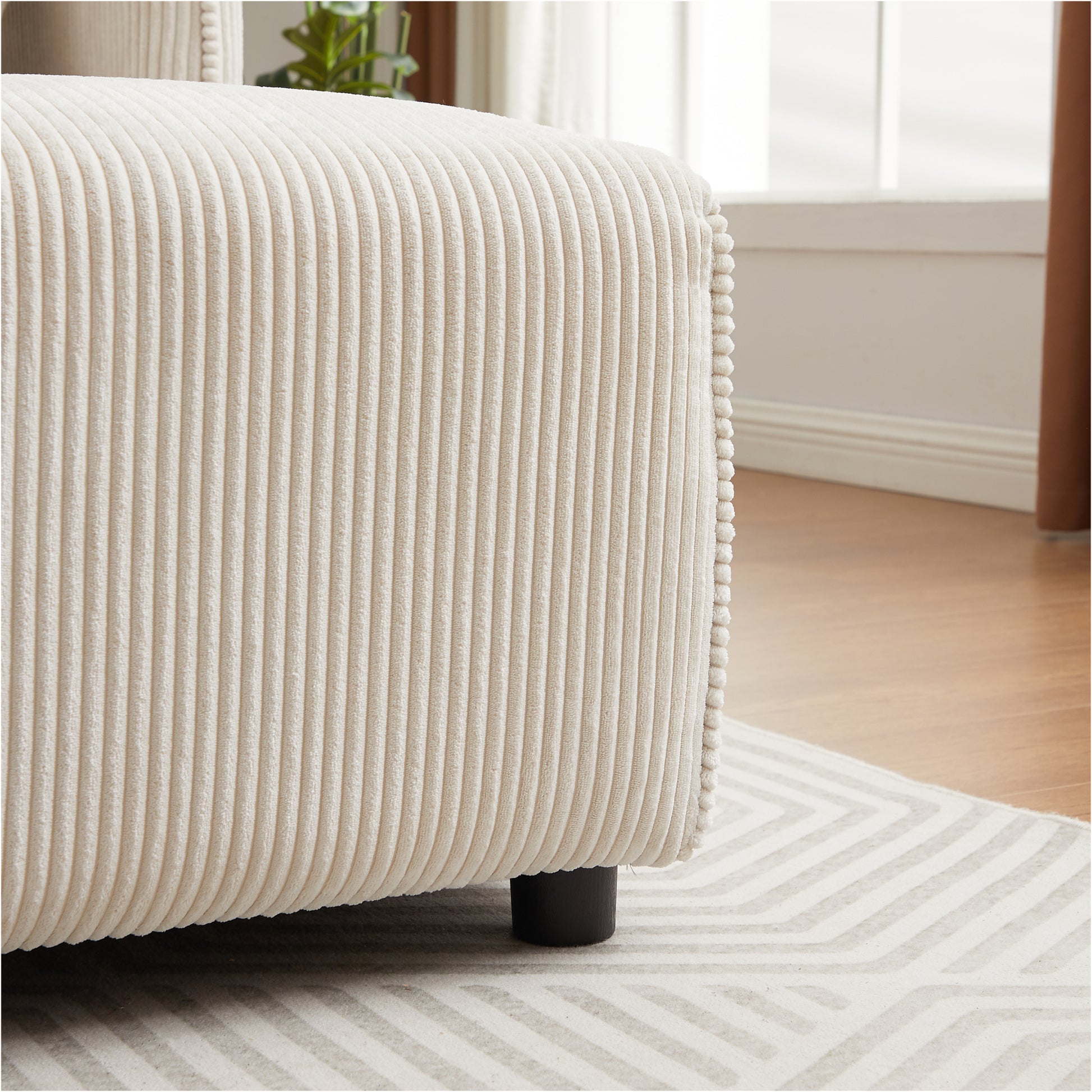 106" Multi Module Combination Style Sofa For Living Room, Bedroom And Other Lounge Spaces, Modern Minimalist Corduroy Combination Sofa With 2 Comfort Cushions With Usb & C Charging Ports,Beige Beige Foam Fabric 4 Seat