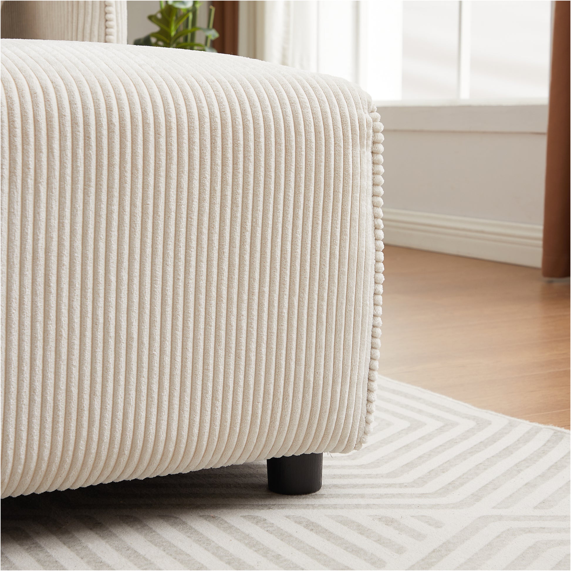 Multi Module Combination Style Sofa For Living Room, Bedroom And Other Lounge Spaces, Modern Minimalist Corduroy Combination Sofa With 2 Comfort Cushions With Usb & C Charging Ports,Beige,Two Sets Beige Foam Fabric 8 Seat