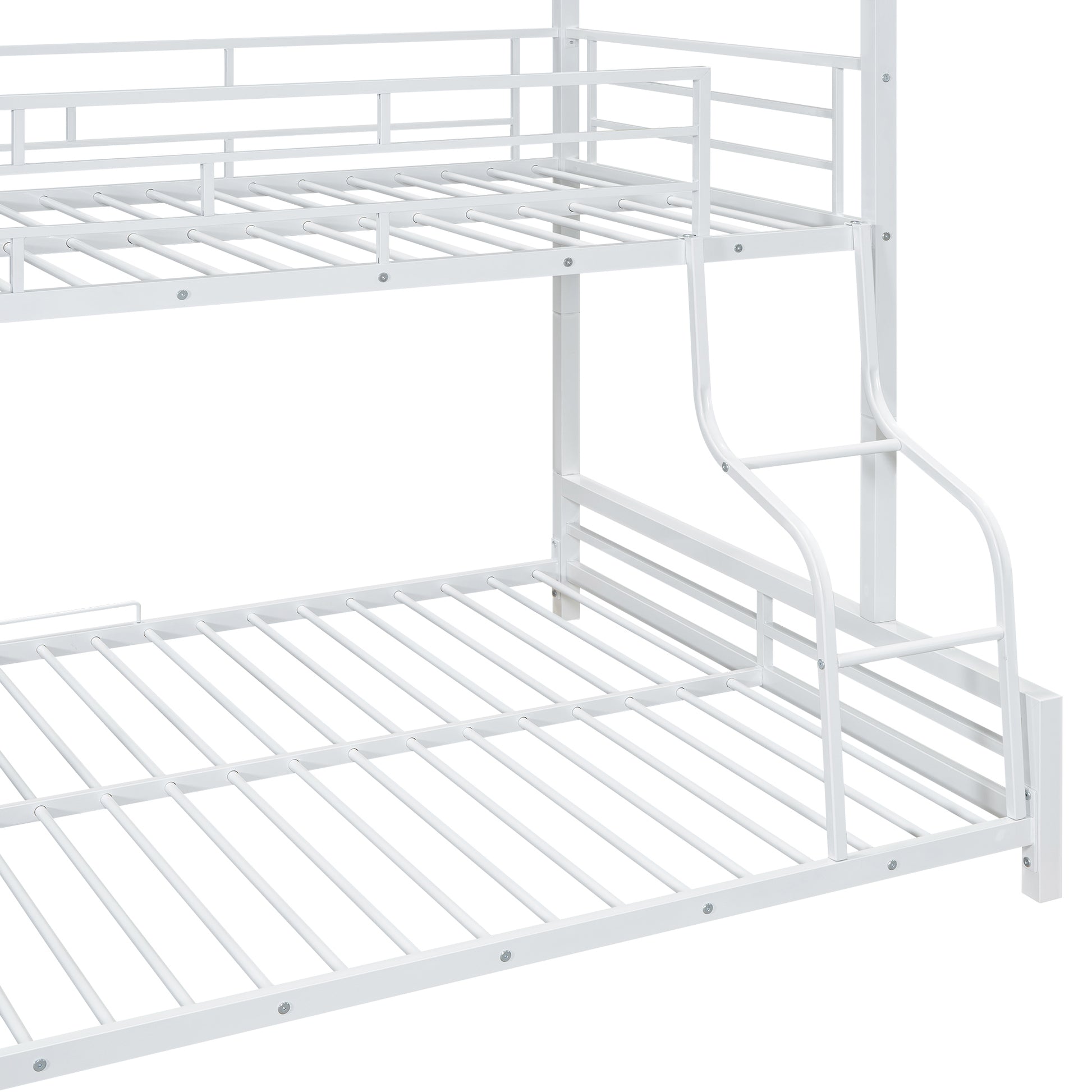 Metal House Bunk Bed, Twin Over Full, White Full White Metal