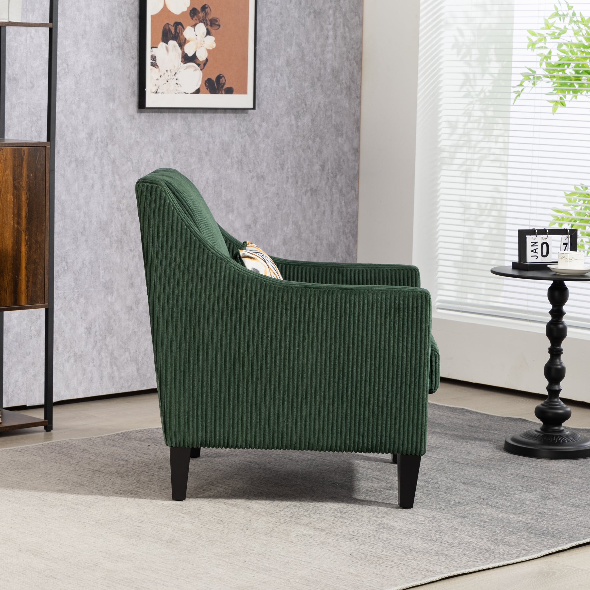 Coolmore Modern Accent Chair,Upholstered Armchair With Scooped Arms For Bedroom,Apartment,Studio,Office,Waiting Room Emerald Corduroy Emerald Foam Corduroy