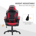 Homcom 6 Vibrating Point Massage Computer Gaming Chair 5 Modes, Racing Style Heated Desk Chair Swivel Rolling Chair With Headrest, Red Black Red Faux Leather